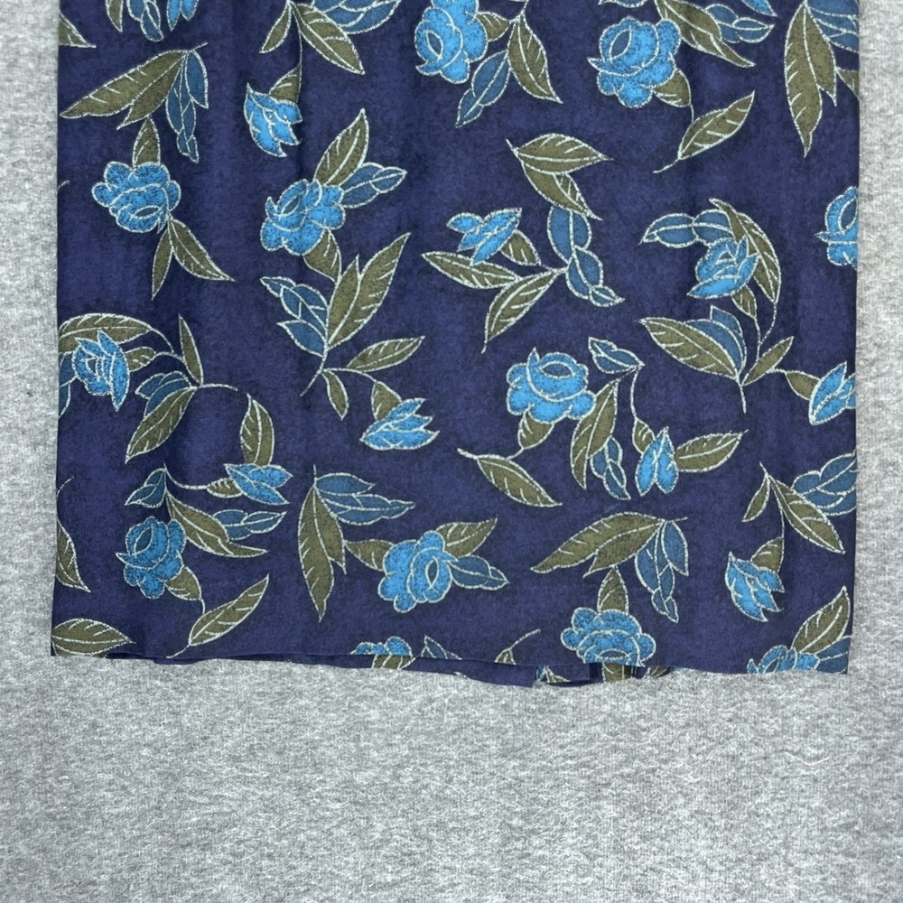 Vintage Rena Rowan Maxi Skirt 14W Blue Floral Straight Lined Slit Modest 90s - Picture 2 of 16